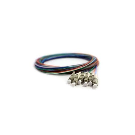 Cable Wholesale 6 Strand Fiber Pigtail, OM1 - 62.5/125, Multmode Beige Boot LC/PC connectors, 3 meter 15F1-12006